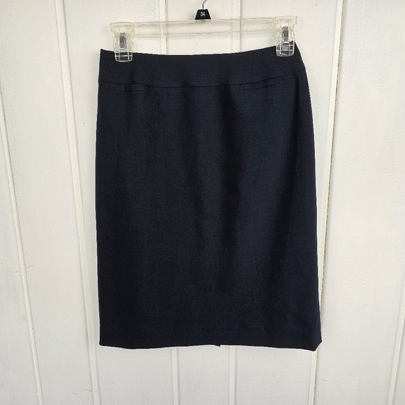 Talbots Vintage Navy Blue Wool Lined Pencil Skirt Business Casual Size 2P - Picture 4 of 8